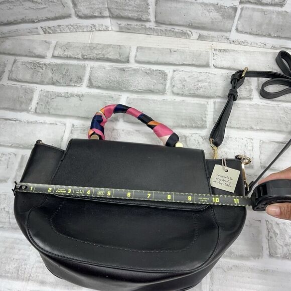 A New Day Black Crossbody Satchel Bag Purse Adjustable Strap and Twilly Scarf - Picture 10 of 13
